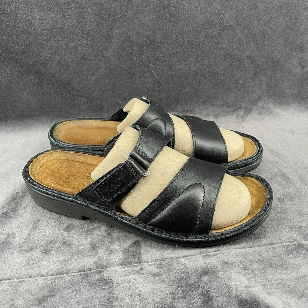 Naot Black Leather Slide Sandals Men's EU 42 US 9 Adjustable Comfort